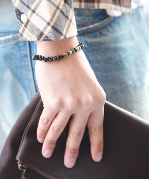 AMP JAPAN / Tumble Stone Short Bracelet -Black Agate-