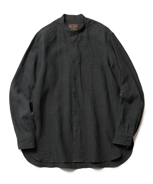 MR.OLIVE / FRENCH LINEN CLOTH / BAND COLLAR L/S SHIRT