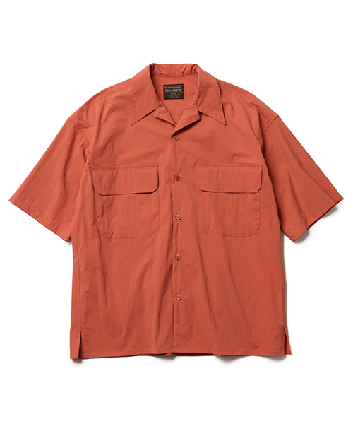 MR.OLIVE / STRETCH WASHABLE NYLON / 7O'S OPEN COLLAR SHIRT