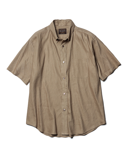 MR.OLIVE / LINEN & RAYON STRETCH CLOTH / SHORT SLEEVE BUTTON DOWN SHIRT
