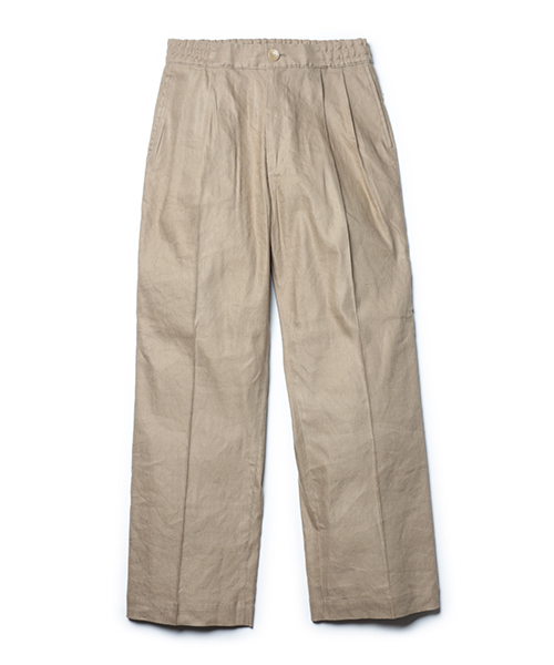 MR.OLIVE / LINEN & RAYON STRETCH CLOTH / 2 TUCK WIDE EASY PANTS