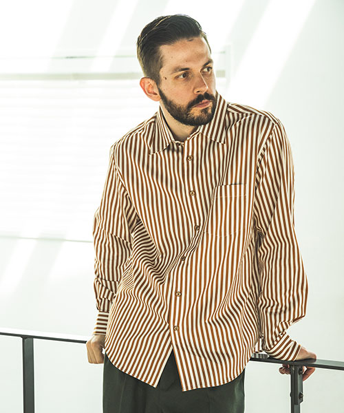 COTTON STRIPE / REGULAR COLLAR SHIRT