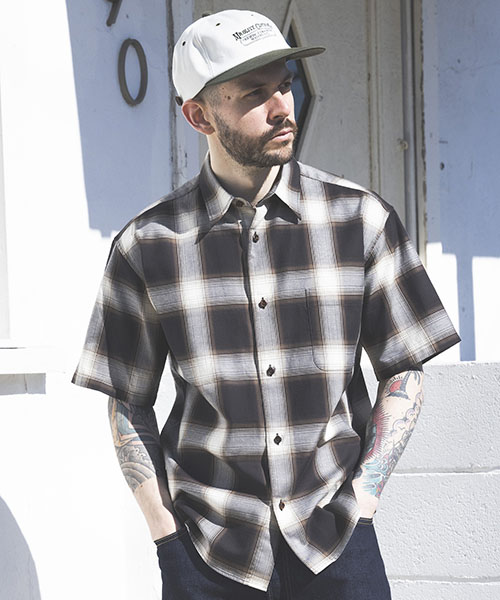 ORGANIC COTTON OMBRE CHECK / REGULAR COLLAR S/S SHIRT