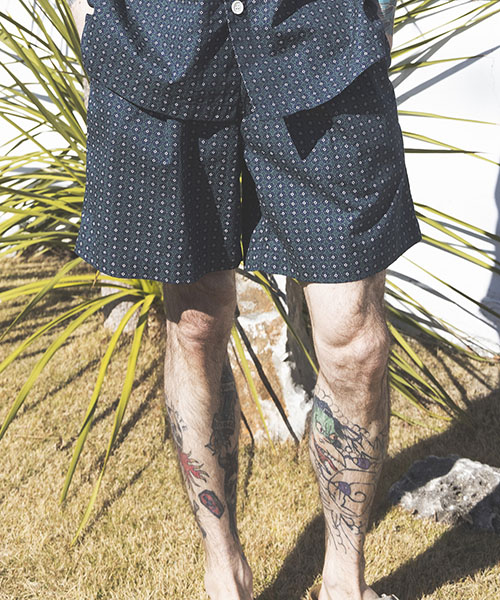 FINE PATTERN COTTON / ONE TUCK SHORTS